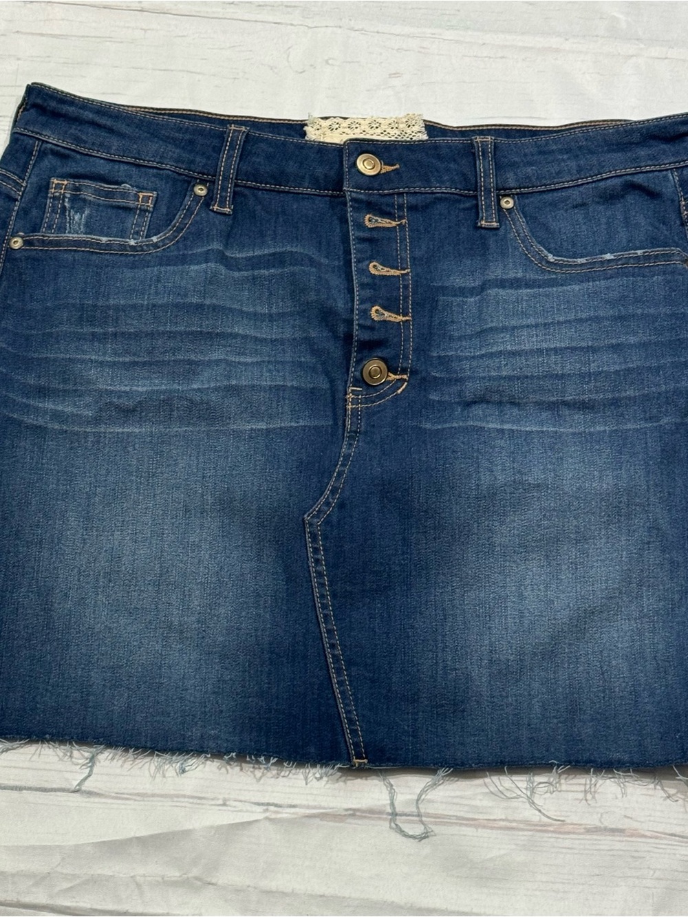 Altar’d State Button Front Denim Mini Skirt Large